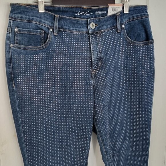 Inc Embellished Skinny Tapered Leg Ankle Jean 14W - Picture 1 of 14